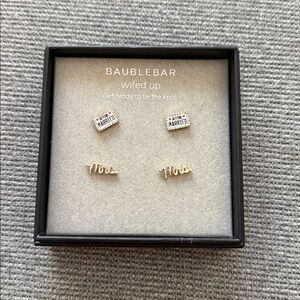 BaubleBar Bridal Earring Set in Gold and White